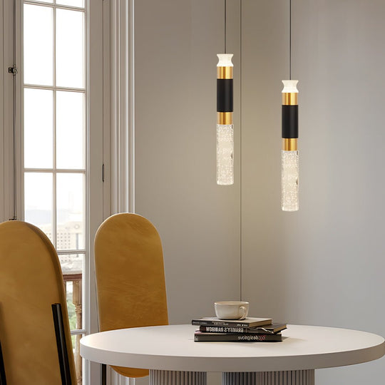 Cylinder Creative 3 Step Dimming Modern LED Pendant Light – Black & Gold