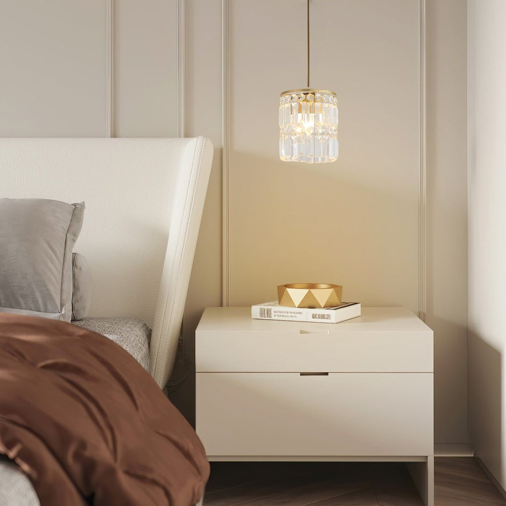 Cylindrical Crystal Shade Three Step Dimming Nordic Hanging Light