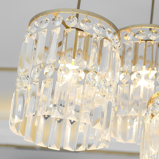 Cylindrical Crystal Shade Three Step Dimming Nordic Hanging Light