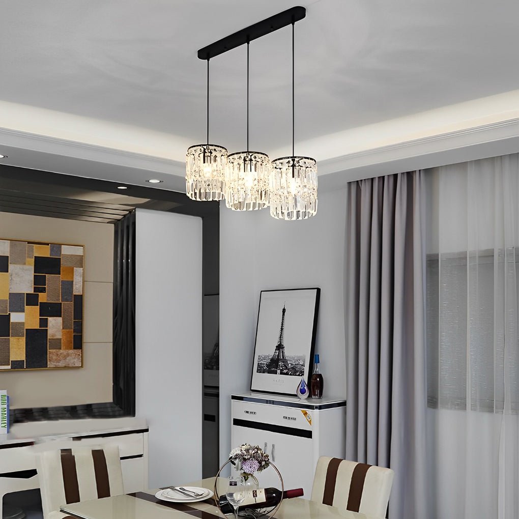 Cylindrical Crystal Shade Three Step Dimming Nordic Hanging Light