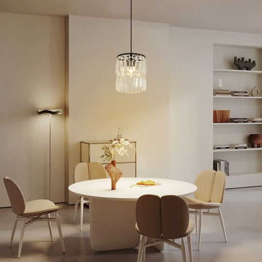 Cylindrical Crystal Shade Three Step Dimming Nordic Hanging Light