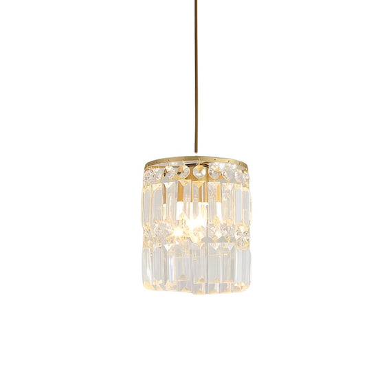 Cylindrical Crystal Shade Three Step Dimming Nordic Hanging Light