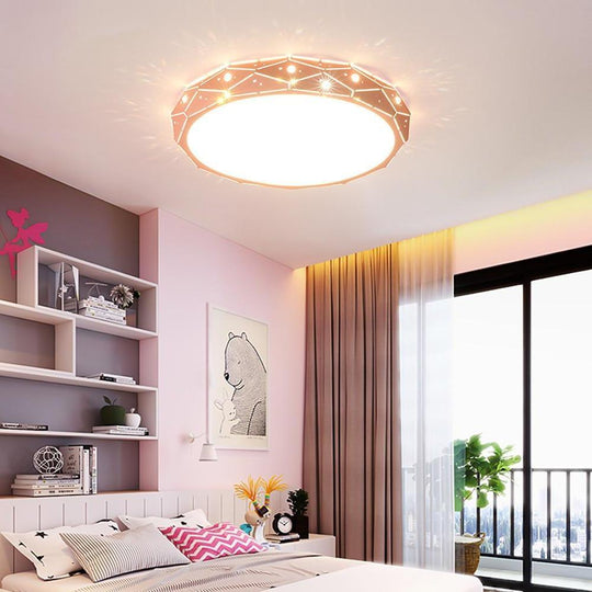 Circular Flush Mount Drum LED Ceiling Light – Modern Nordic Style