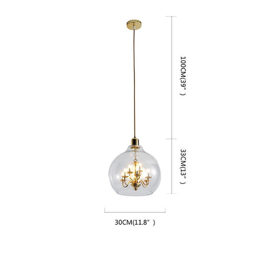 Glass Candelabra Globe Pendant Lighting with Interior 9 LED Light