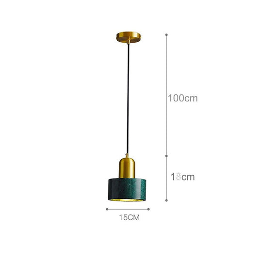Minimalist Cylindrical Marble Pendant Light Copper LED Modern Hanging Lighting