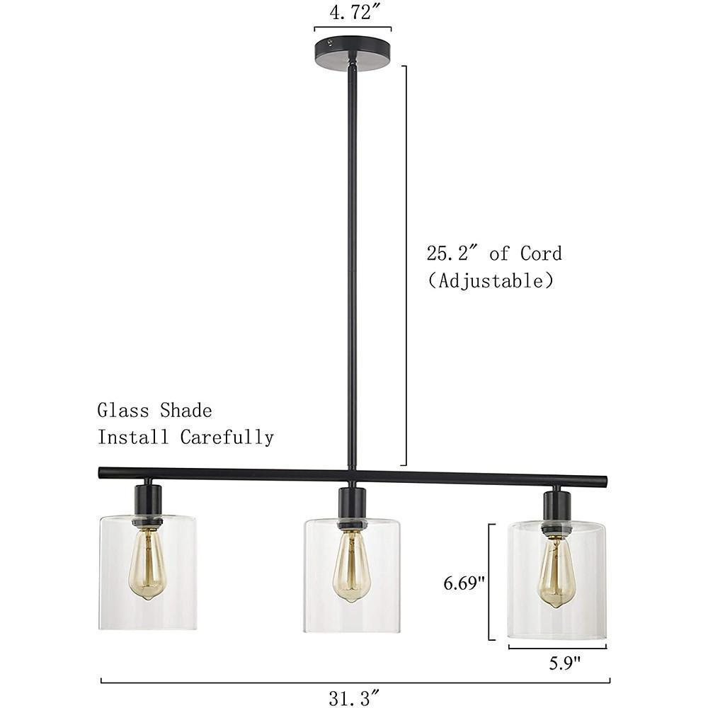 3-Lantern Vintage Metal Glass LED Pendant Light