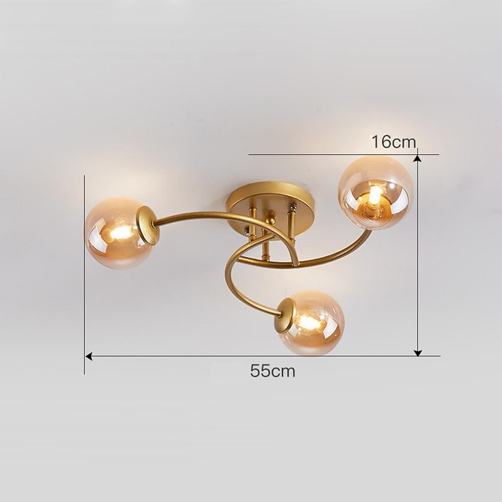 5-Light Glass Globe Swirled Metal LED Modern Flush Mount Ceiling Light