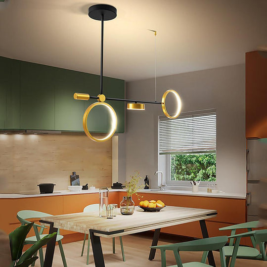 2 Circles LED Nordic Hanging Ceiling Light Island Chandelier