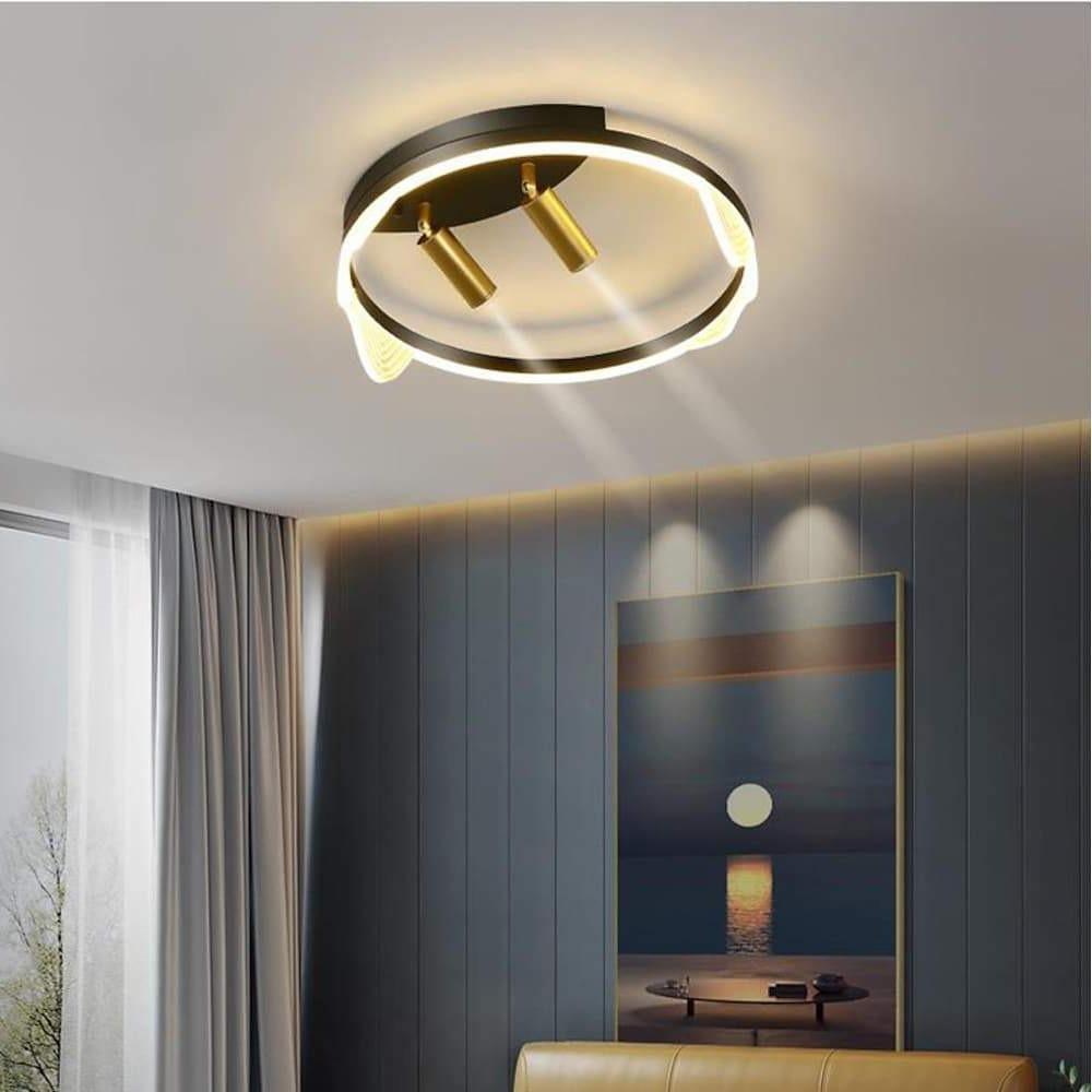 Modern Black LED Flush Mount Ceiling Light with Circle Spotlights