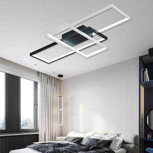 Multi Rectangle Large Flush Mount LED Ceiling Light with 3 Tiers