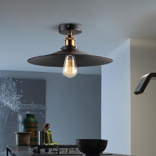 Circular Teardrop Industrial LED Semi-Flush Mount Ceiling Light