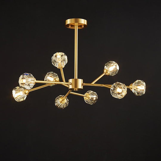 15-Light LED Crystal Copper Modern Sputnik Chandelier