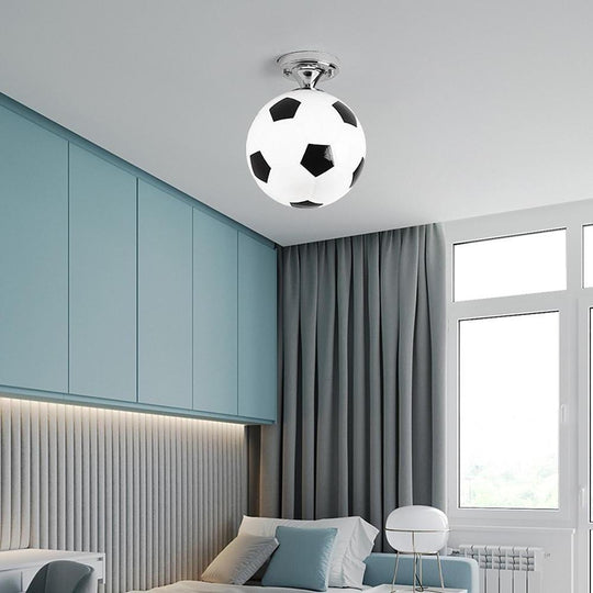 LED Football Globe Modern Flush Mount Ceiling Light – Kids’ Bedroom