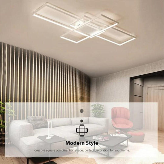 Multi Rectangle Large Flush Mount LED Ceiling Light with 3 Tiers