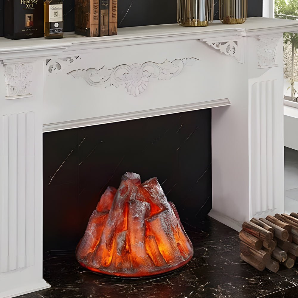 Decorative Resin Firewood Charcoal Flame Lamp