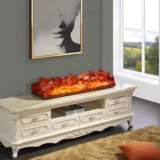 Decorative Resin Firewood Charcoal Flame Lamp