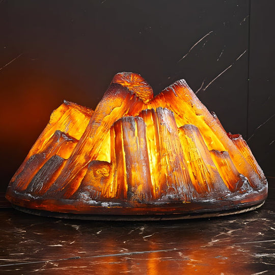 Decorative Resin Firewood Charcoal Flame Lamp