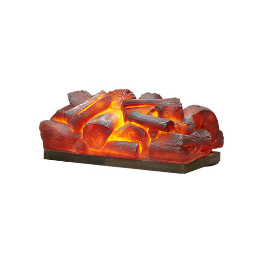 Decorative Resin Firewood Charcoal Flame Lamp