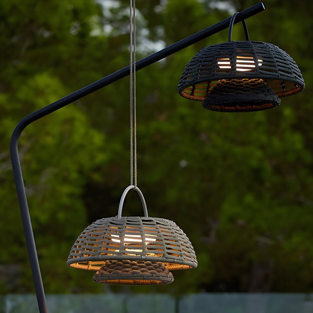 Decorative Ropes Rattan LED Waterproof Solar Outdoor Chandelier
