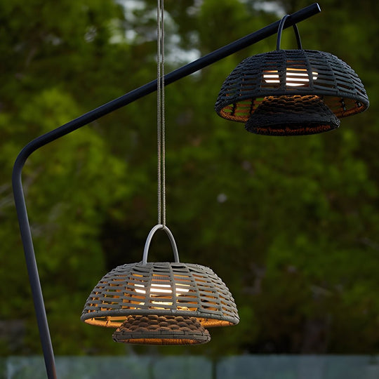 Decorative Ropes Rattan LED Waterproof Solar Outdoor Chandelier