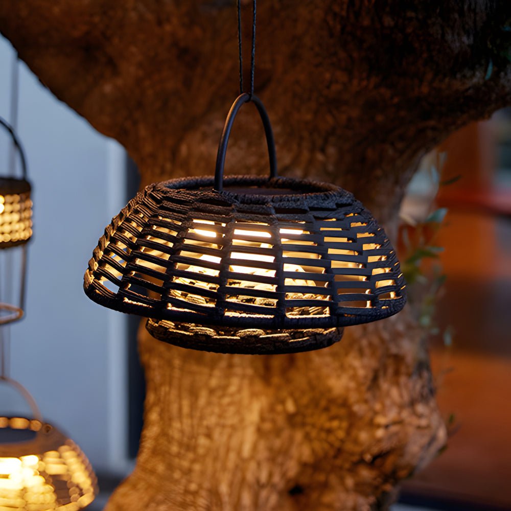 Decorative Ropes Rattan LED Waterproof Solar Outdoor Chandelier