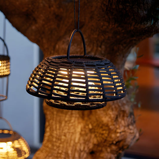 Decorative Ropes Rattan LED Waterproof Solar Outdoor Chandelier