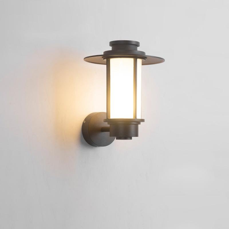 Retro Top Hat Shape LED Outdoor Wall Light Black