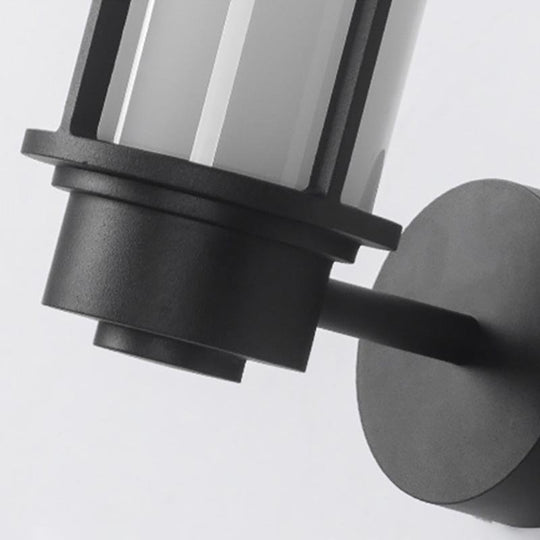 Retro Top Hat Shape LED Outdoor Wall Light Black
