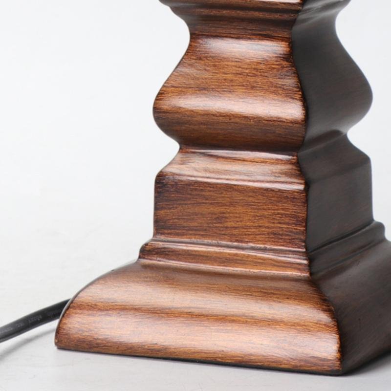 Antique Rustic Tower Table Lamp with Stripe Drum Shade