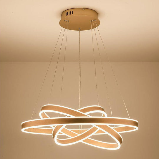 Modern Circle Foyer Chandelier – Adjustable 3-Ring LED Light