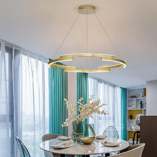 Interlocking Round Gold LED Modern Chandelier