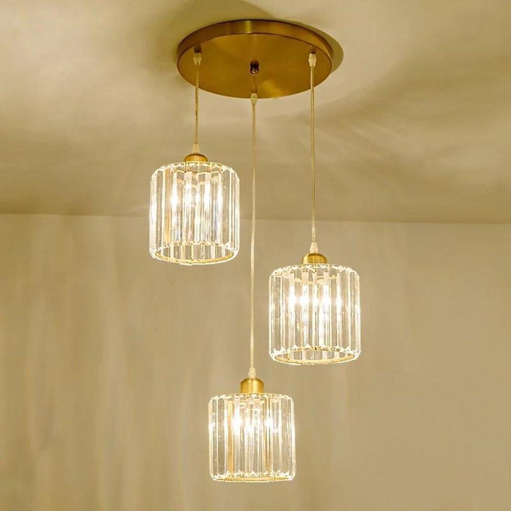 3 Metal Crystal Island Lantern LED Chandelier
