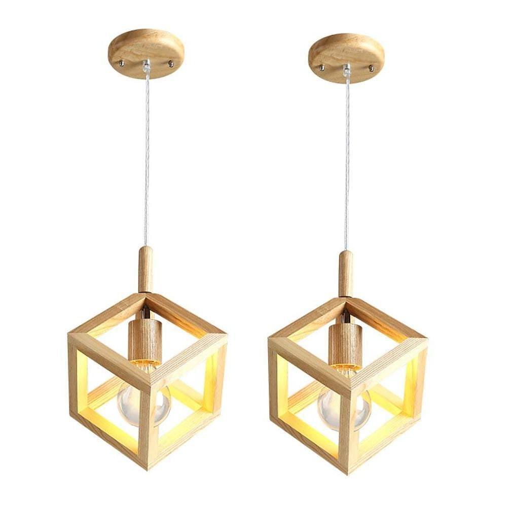 Adjustable Wood Square LED Modern Pendant Light