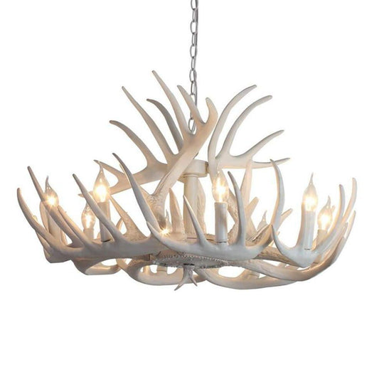 Vintage White Antler LED Chandelier – 4 / 6 / 8 Lights