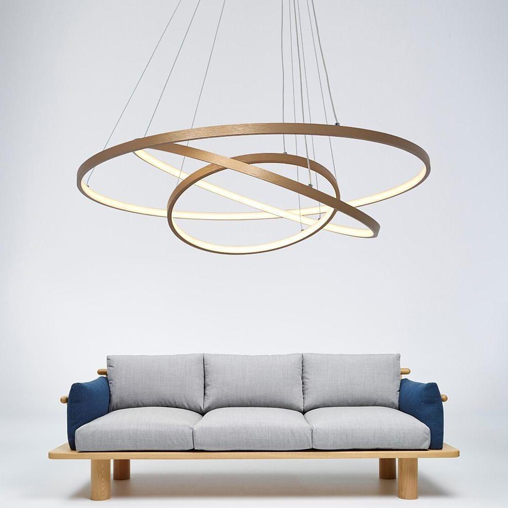 3 Ring Interweaved Circle Design Pendant Lighting Aluminum Acrylic LED Ceiling Light