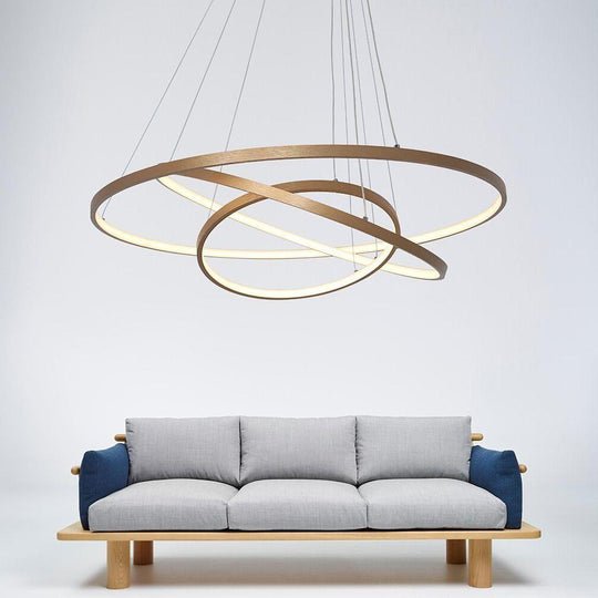 3 Ring Interweaved Circle Design Pendant Lighting Aluminum Acrylic LED Ceiling Light