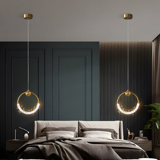 Ring LED Crystal Small Bedside Pendant Light