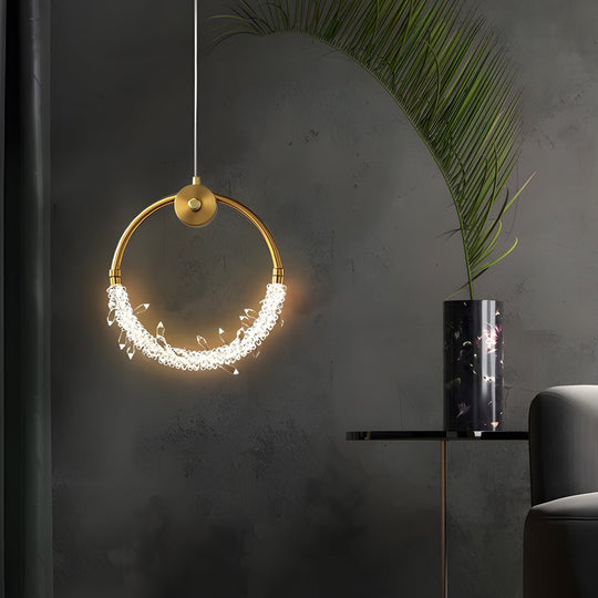 Ring LED Crystal Small Bedside Pendant Light