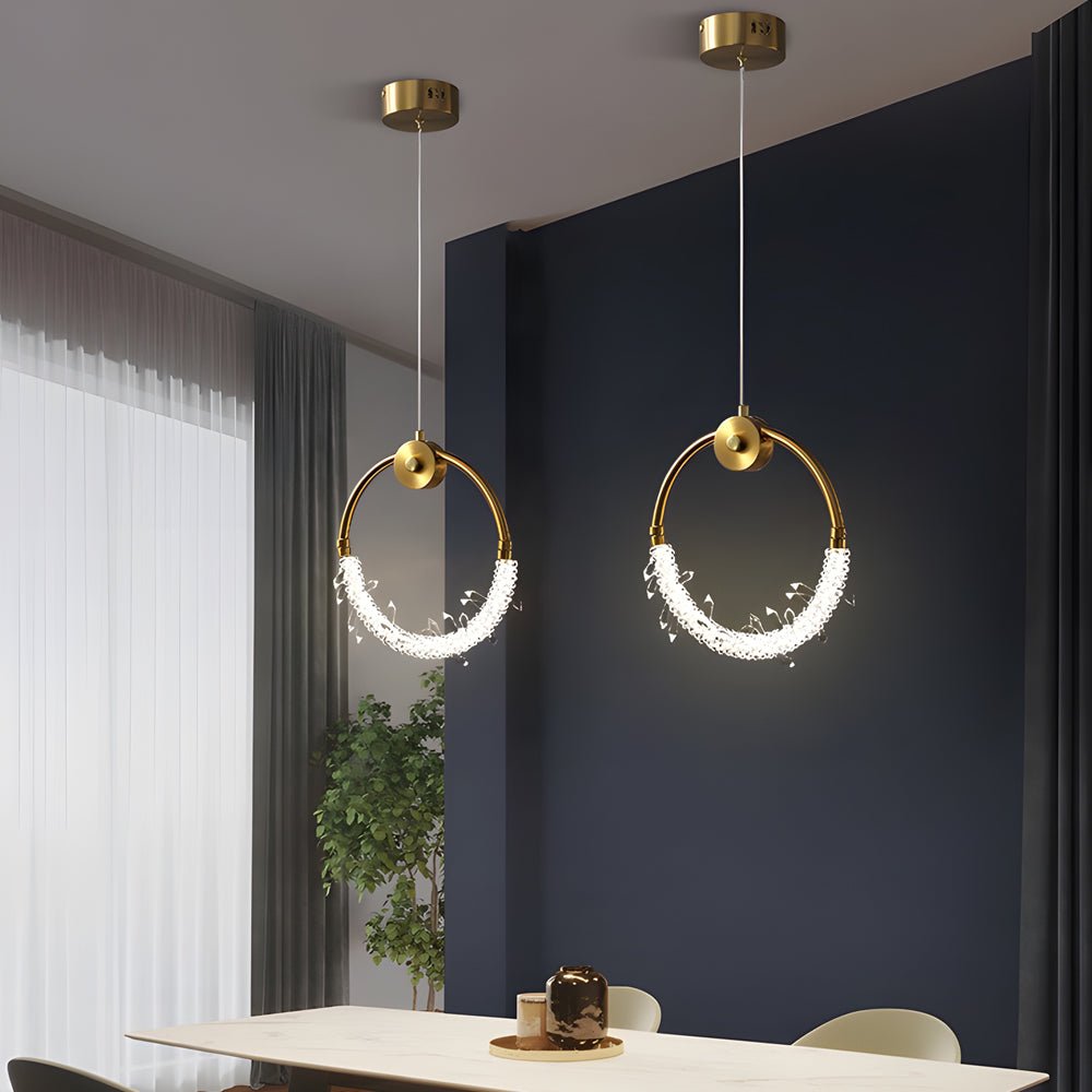 Ring LED Crystal Small Bedside Pendant Light