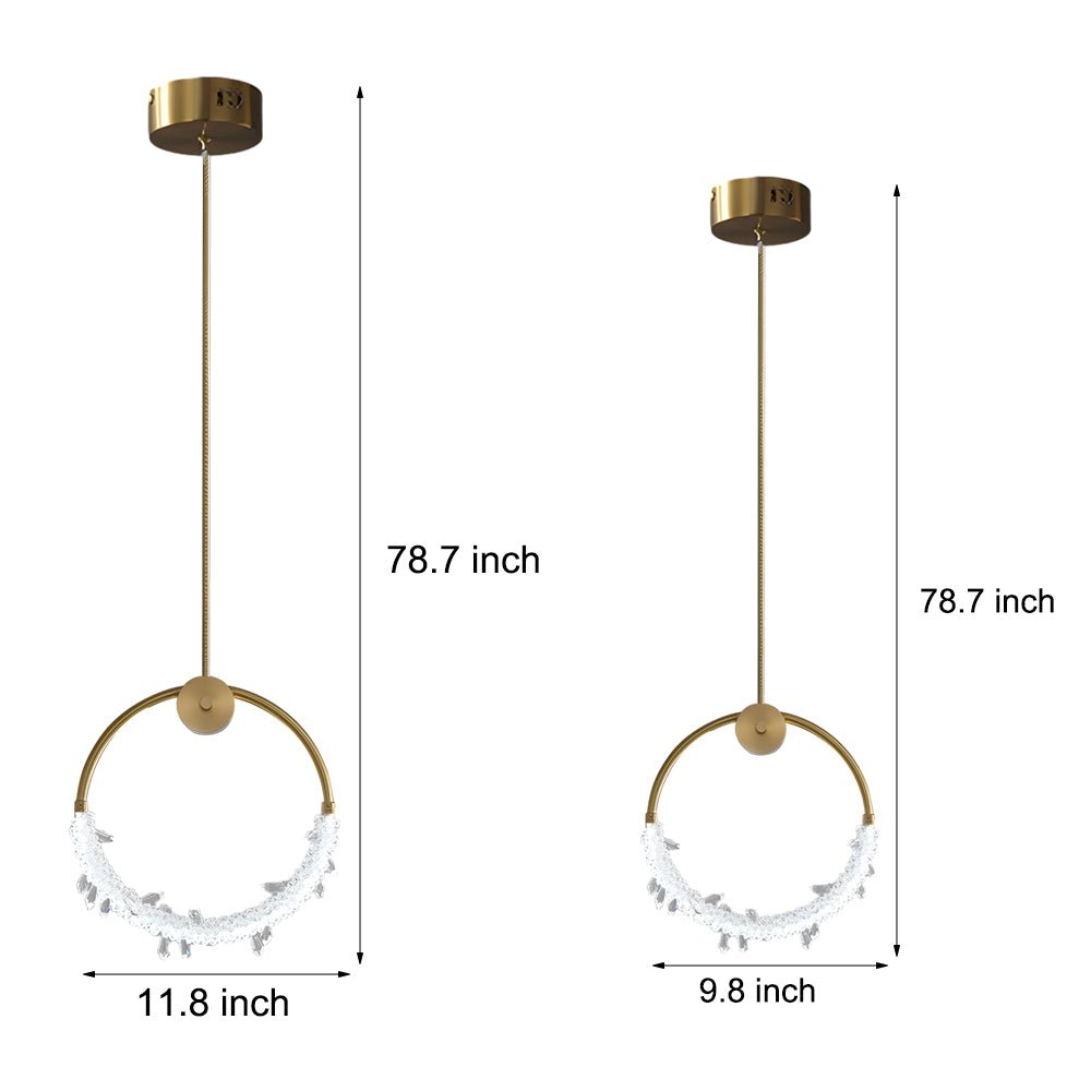 Ring LED Crystal Small Bedside Pendant Light