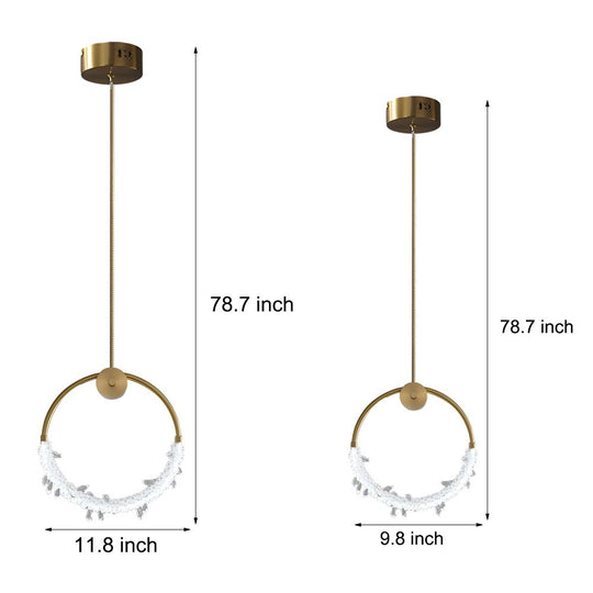 Ring LED Crystal Small Bedside Pendant Light