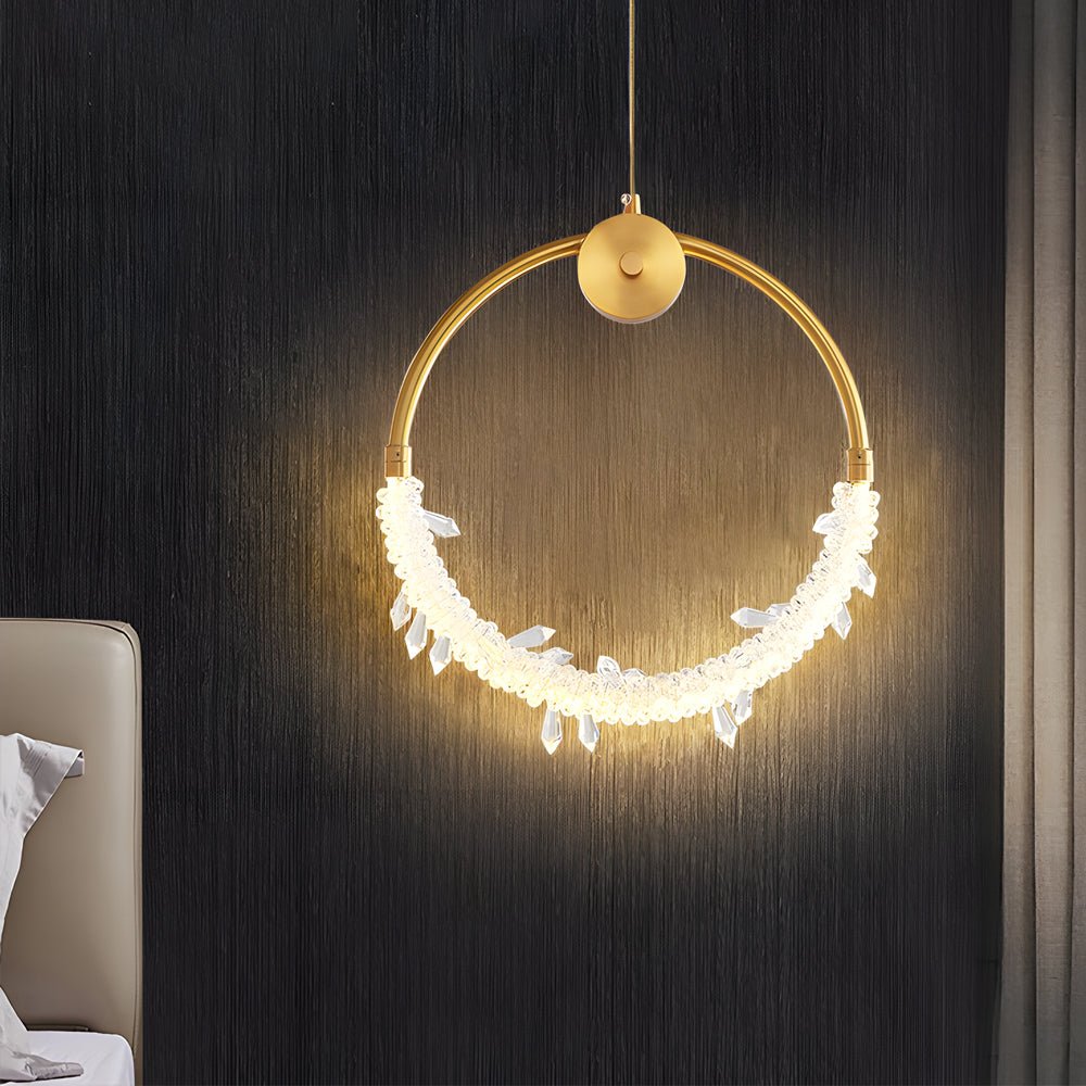 Ring LED Crystal Small Bedside Pendant Light