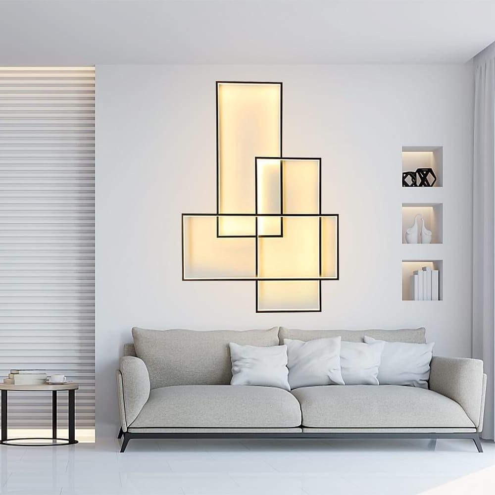 Rectangular Hybrid Modern Flush Mount LED Ceiling Light – 3-Tier Contemporary Design