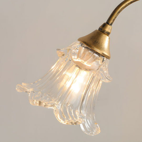 Dimmable Glass Floral Desk Lamp with Dual Lights and Leaf Accents