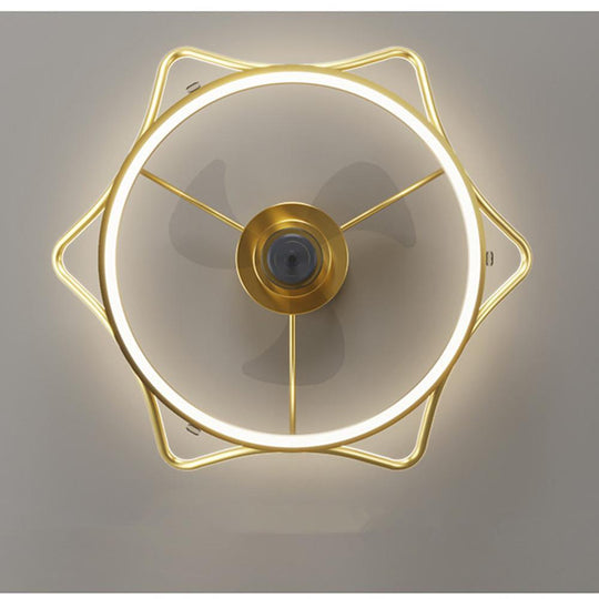Gold Crown Shaped Bladeless Ceiling Fan with LED Light for Bedrooms