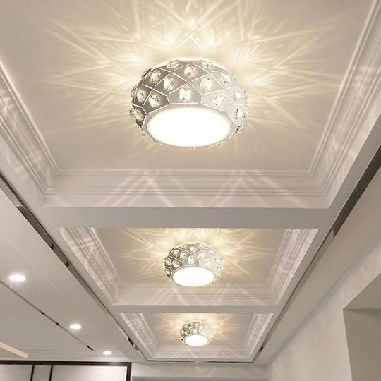 Metal Crystal Decorative LED Flush Mount Ceiling Light