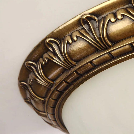 Antique Bronze Flush Mount Ceiling Light with Frosted Glass