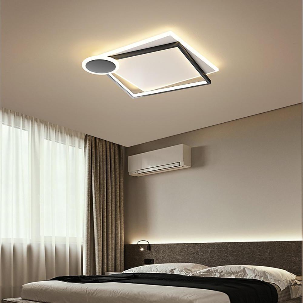 Squares & Circle Offset LED Flush Mount Ceiling Light – Modern Bedroom Fixture