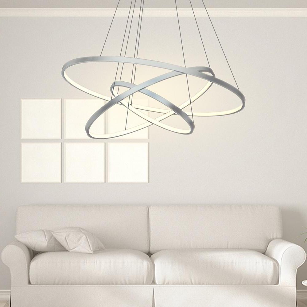 3 Ring Interweaved Circle Design Pendant Lighting Aluminum Acrylic LED Ceiling Light
