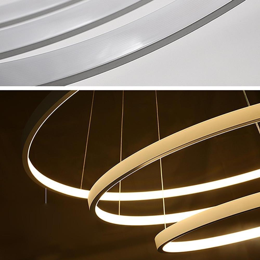 3 Ring Interweaved Circle Design Pendant Lighting Aluminum Acrylic LED Ceiling Light